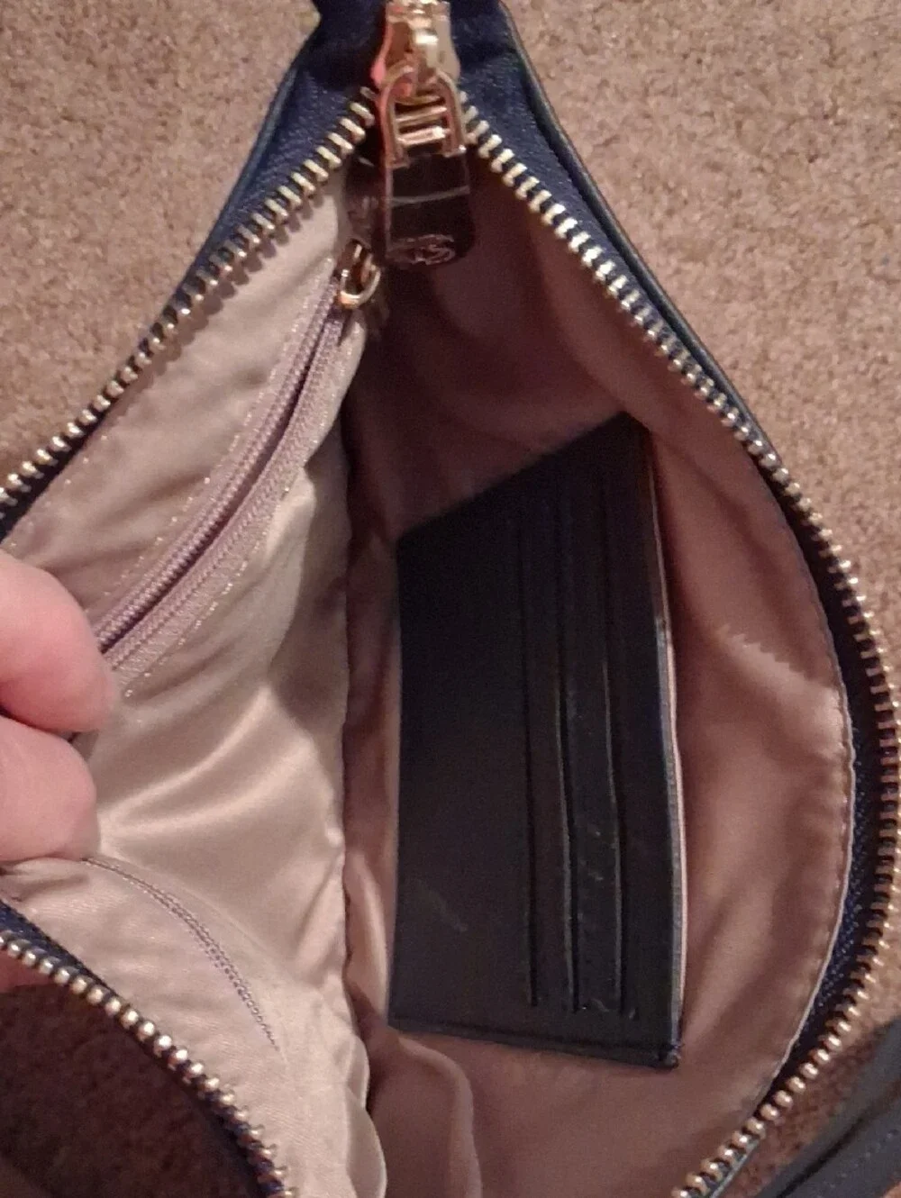 BOSTANTEN Pebbled Leather Wristlet Clutch Purse Organizer - Navy Blue